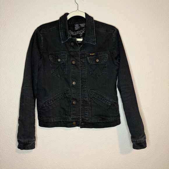 Retro Wrangler Denim Jacket with Aztec Wool Lining size medium - Picture 1 of 6